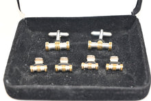 Load image into Gallery viewer, Gold and Silver Bar Cufflink and Stud Set