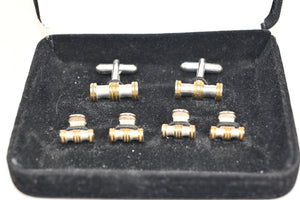 Gold and Silver Bar Cufflink and Stud Set