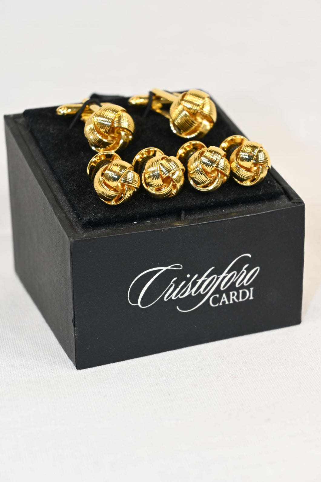 Gold Love Knot Cufflink and Stud Set