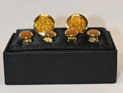 Gold Star Dust Cufflink and Stud Set