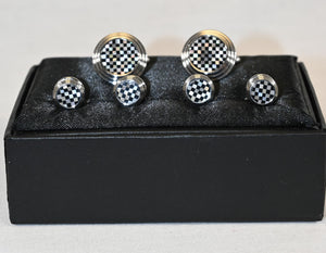 Checkerboard Cufflink and Stud Set