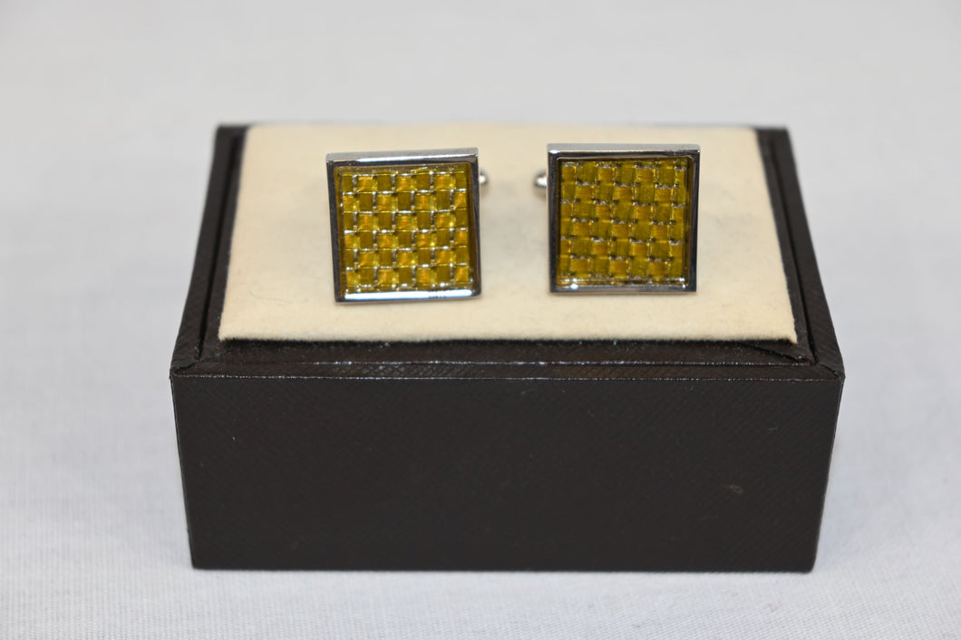 Yellow Checkered Cufflinks