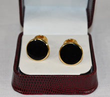 Load image into Gallery viewer, Onyx Circle Cufflinks