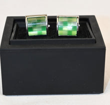 Load image into Gallery viewer, Green and Silver Cufflinks