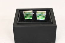 Load image into Gallery viewer, Green and Silver Cufflinks