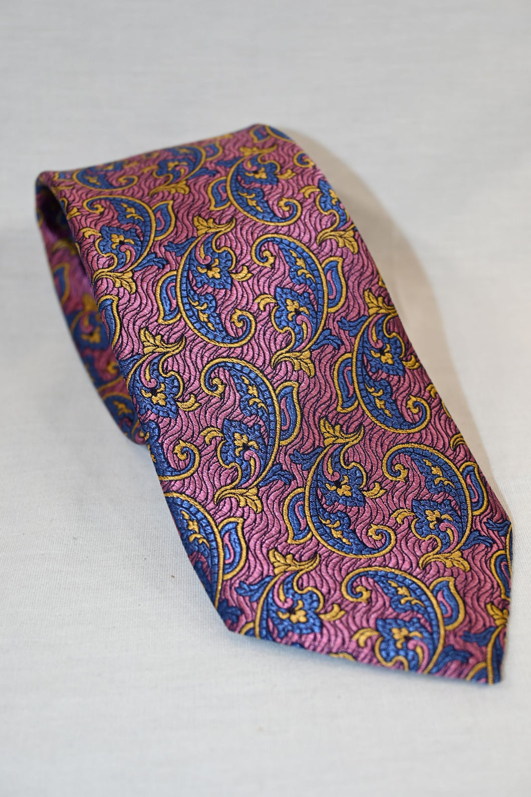 Pink and Gold Paisley Print Tie