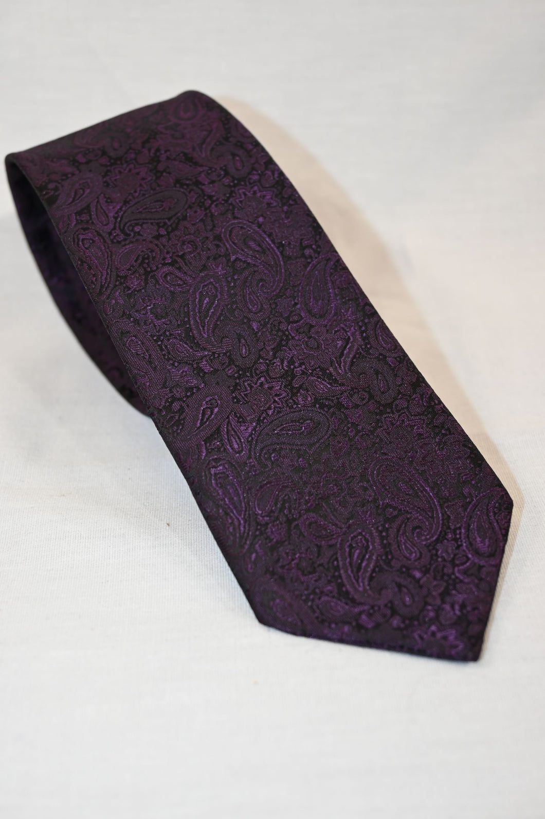 Eggplant Paisley Print Tie