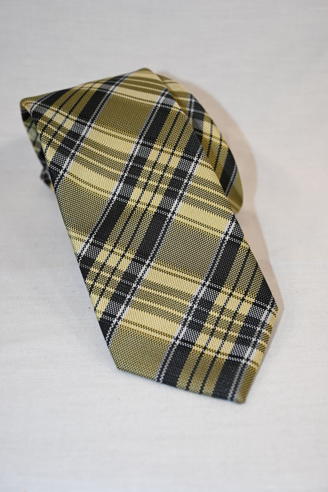 Yellow and Black Plaid Tie