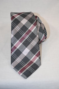 Mauve and Grey Plaid Tie