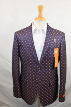 Load image into Gallery viewer, Wine and Navy Medallion Pattern Sport Jacket