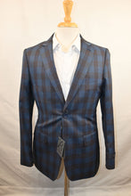 Load image into Gallery viewer, Brown and Blue Plaid Sport Jacket