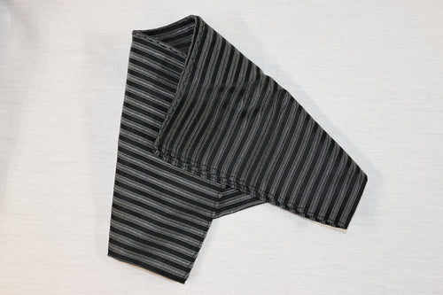 Black and Charcoal Silk Stripe Handkerchief