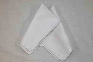 White Faille Stripe Silk Handkerchief