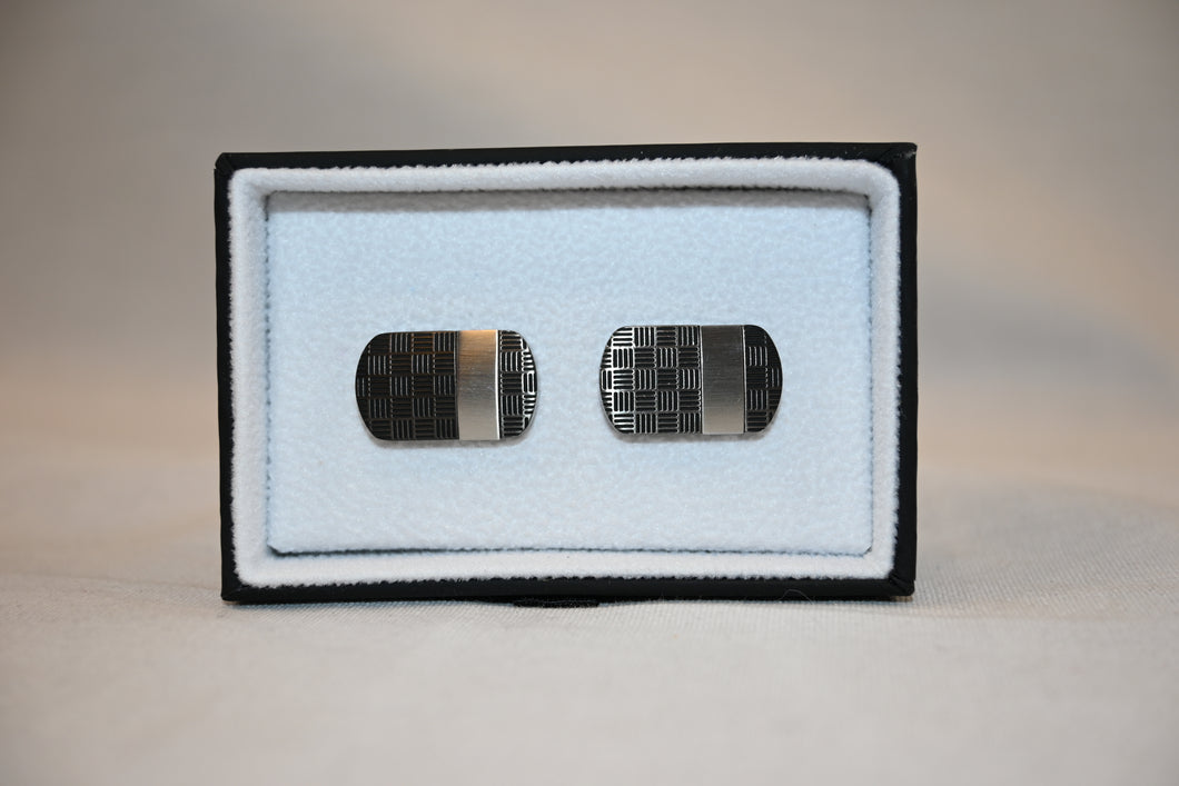 Grey and Silver Patterned Cufflinks