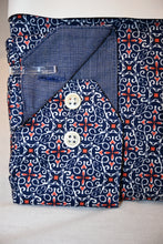 Load image into Gallery viewer, Navy and Orange Patterned Dress Shirt