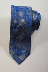 Silver and Blue Diamond Pattern Tie