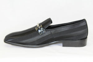 Black Satin Stripe Dress Shoe