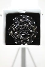 Load image into Gallery viewer, Black and White Polka Dot Flower Lapel Pin