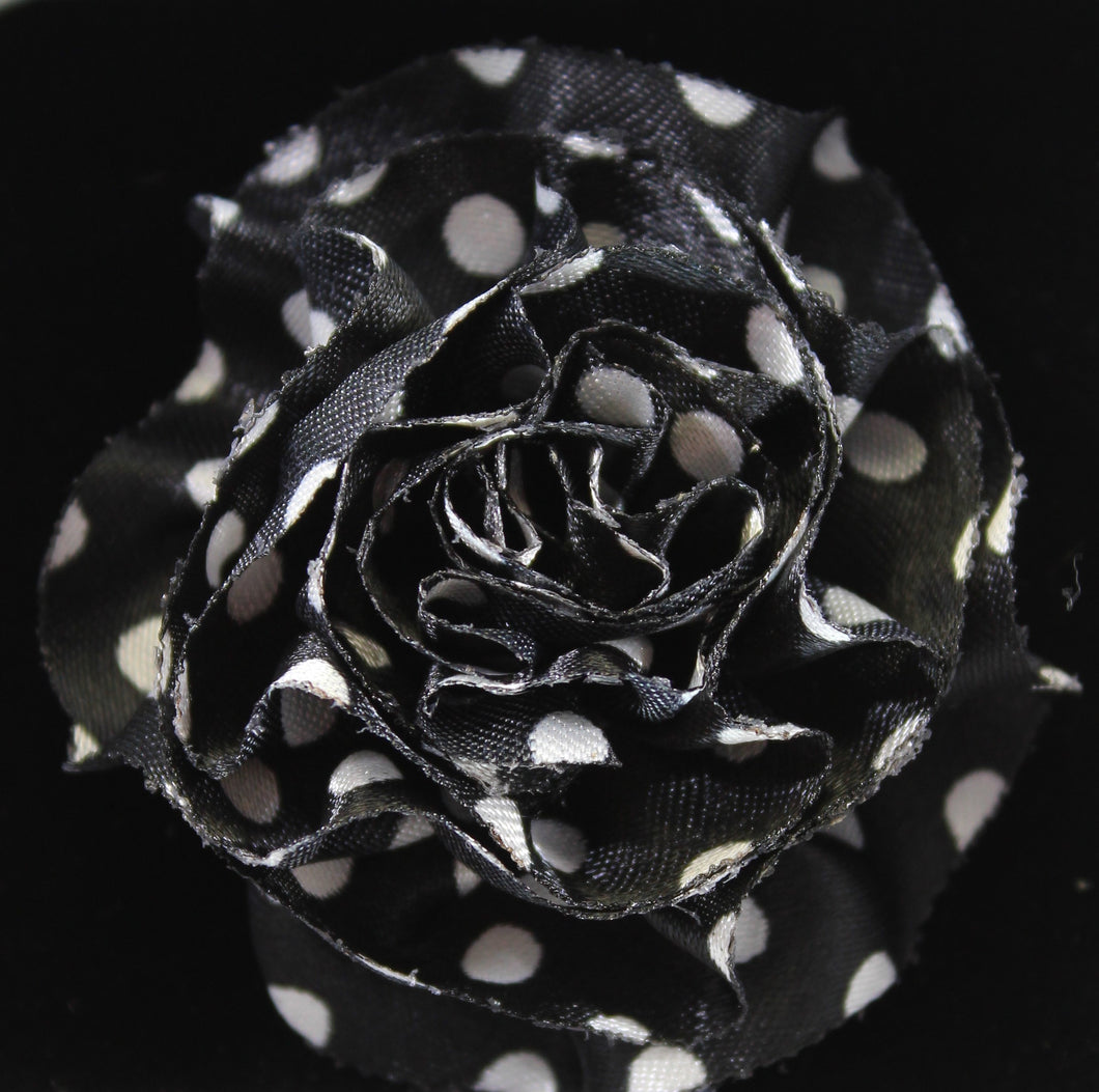 Black and White Polka Dot Flower Lapel Pin