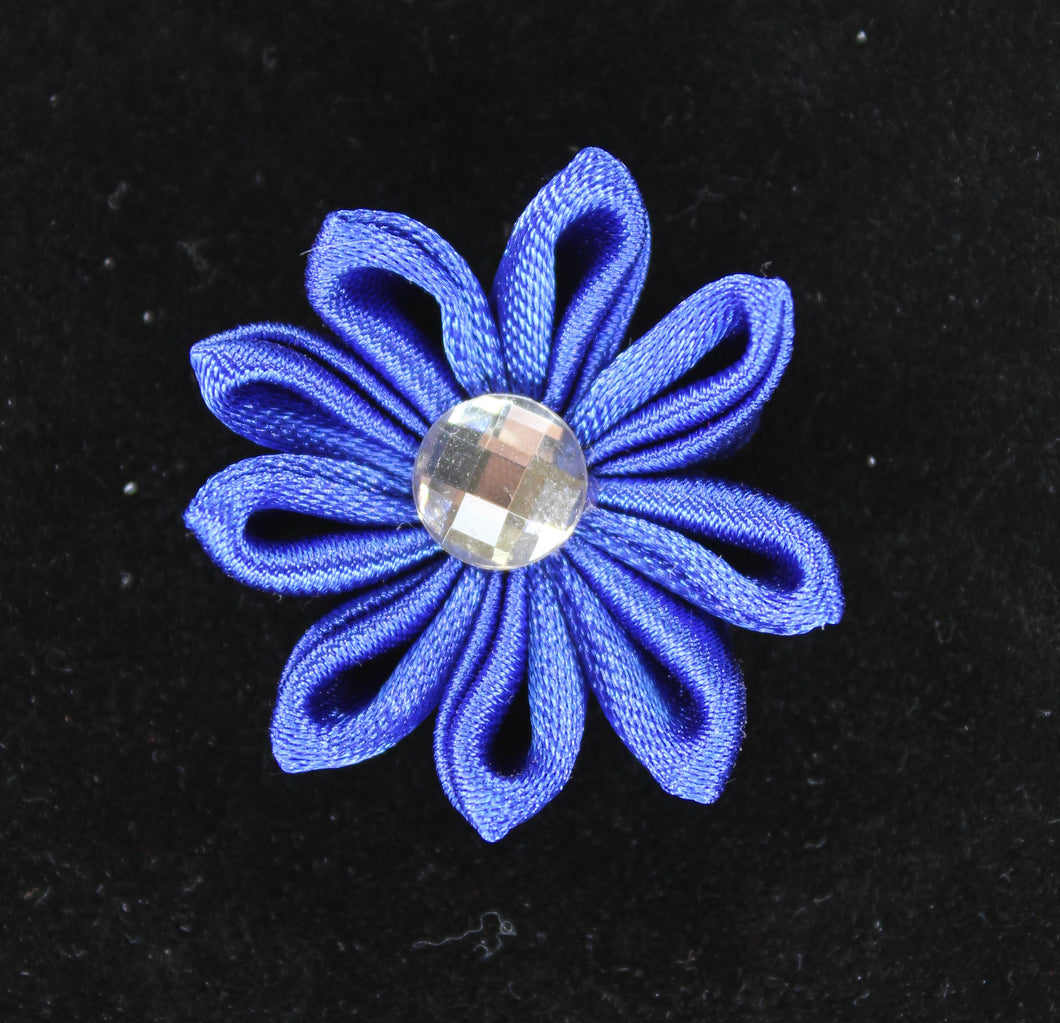 Royal Blue Flower Gem Lapel Pin