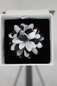 Black and White Flower Lapel Pin