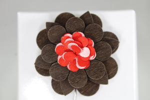 Brown Wood Flower Stick Lapel Pin