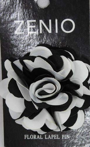 Large Black and White Flower Lapel Pin