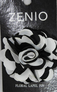 Large Black and White Flower Lapel Pin