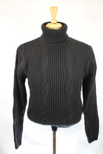 Load image into Gallery viewer, Black Cable Knit Turtleneck