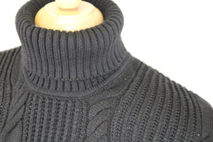 Black Cable Knit Turtleneck