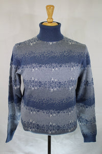 Haze Blue Patterned Turtleneck