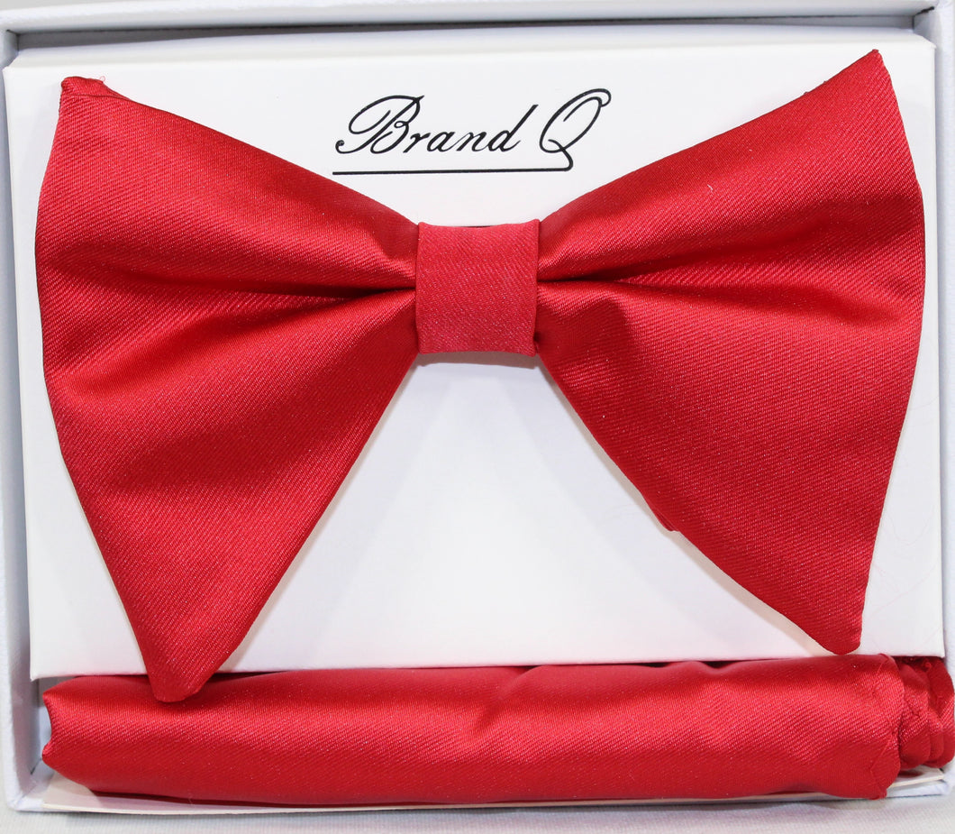 Red Satin Bowtie and Handkerchief Set