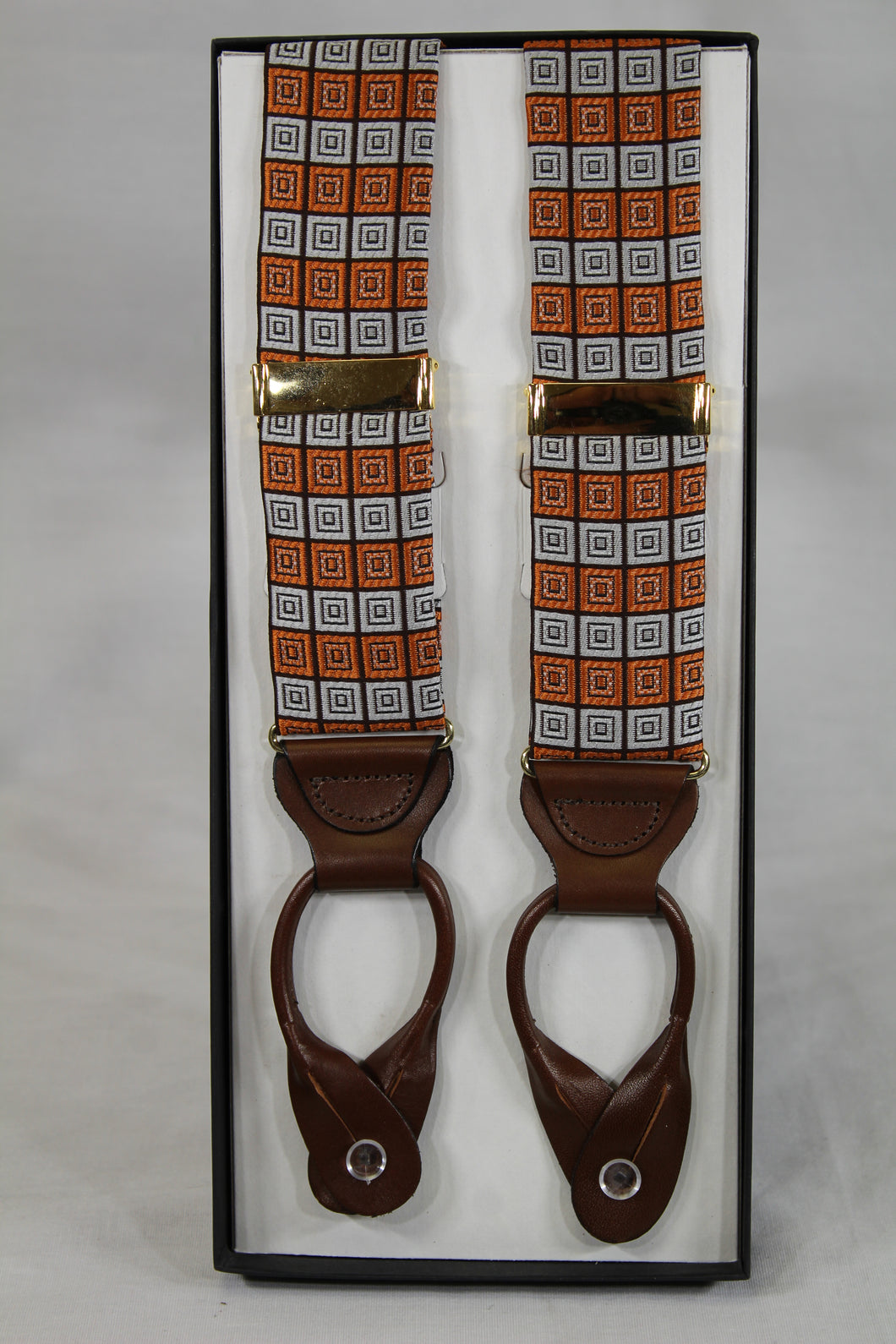 Orange and Silver Brace Suspenders