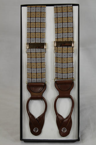 Taupe and Silver Brace Suspenders