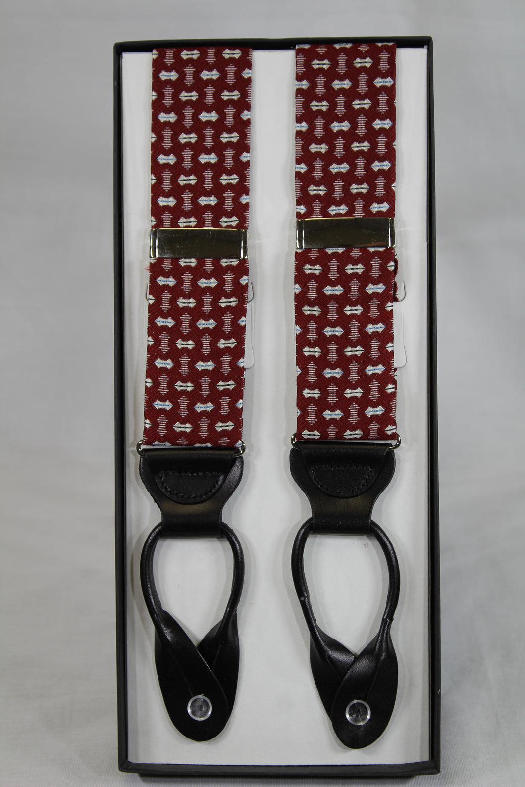 Claret Patterned Brace Suspenders