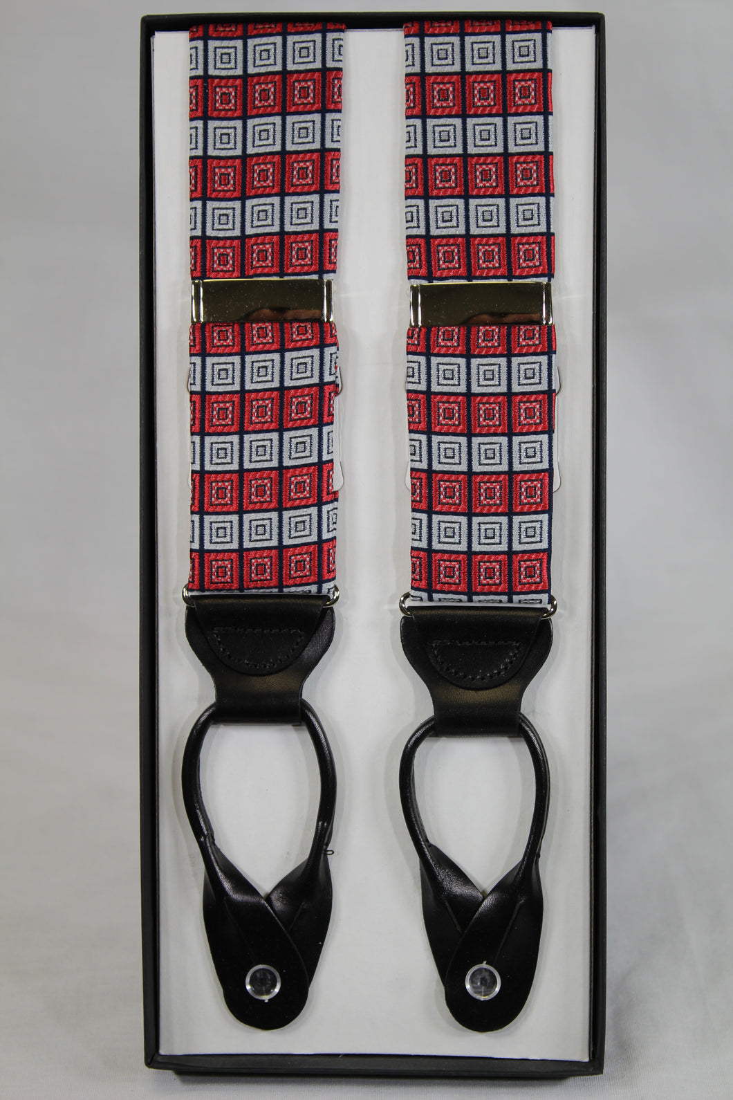 Red and Silver Brace Suspenders