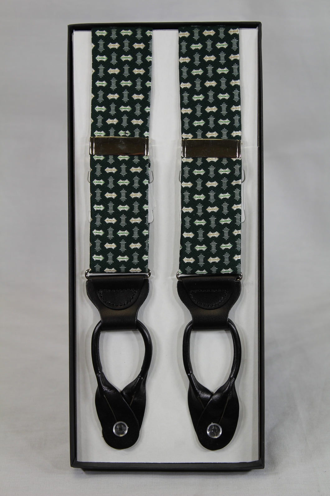 Kelly Green Patterned Brace Suspenders