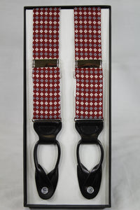 Wine Diamond Pattern Brace Suspenders