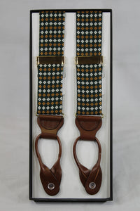 Hunter Green Diamond Pattern Brace Suspenders