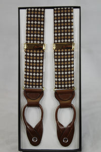 Taupe Diamond Pattern Brace Suspenders