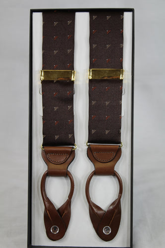 Brown Triangle Print Brace Suspenders