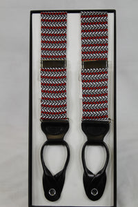 Red and Grey Herringbone Brace Suspenders