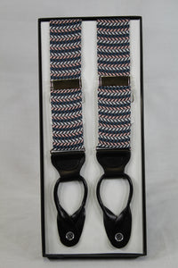 Pink and Blue Herringbone Brace Suspenders