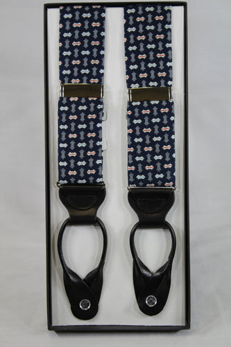 Navy Patterned Brace Suspender