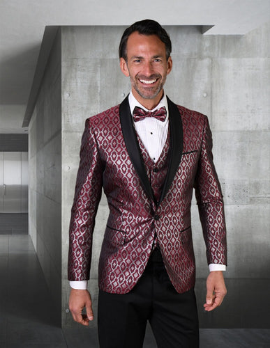 Burgundy Patterned Tuxedo