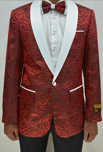 Red and White Patterned Dinner Jacket